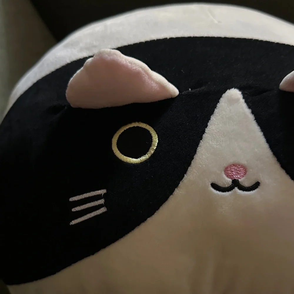 Black and White Cat Plush Pillow